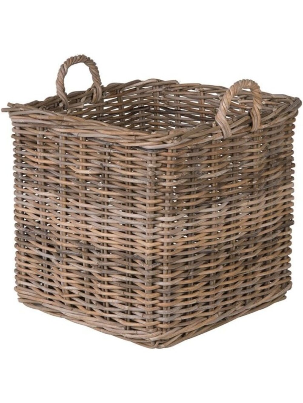 Medium Gray Rattan Decorative Storage Basket & Planter - Square Shape, Versatile